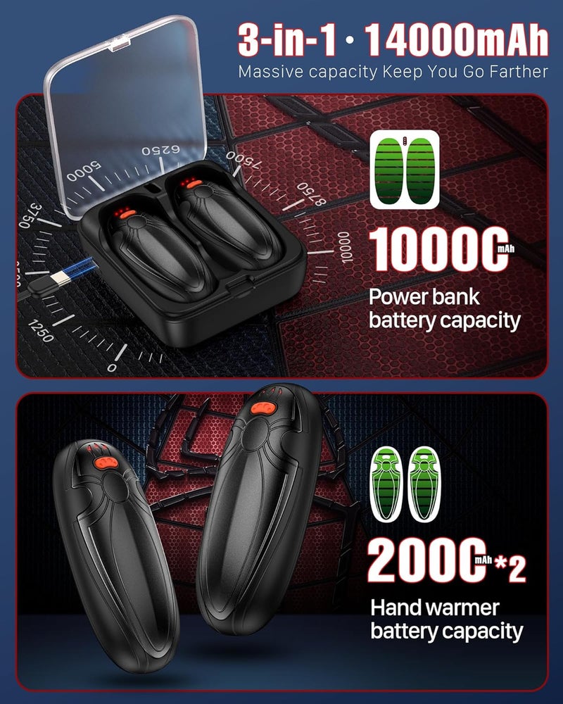 Tenvolti Hand Warmers Rechargerable 2 Pack - 14000mAh Electric AI Handwarmers with Charging Case, Magnetic 2 in 1 Pocket Heater, Gifts for Women/Men/Golf/Hunting/Travel/Camping Accessories - Image 3